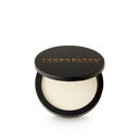 Pressed mineral rice powder compact in light cream shade, black lid and pan