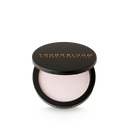 Pressed mineral rice powder compact in pink shade, black lid and pan