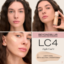 BeyondBlur Skin Perfecting Foundation shade LC4 light cool 4; bottle and cheek swatch.