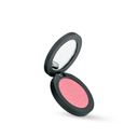 Open black compact pressed mineral blush with rosy pink glitter powder