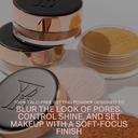 Loose mineral setting powder jars with light pink and tan loose powder
