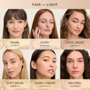 Mineral loose foundation on faces, fair shade range shown