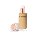 Skin perfecting foundation bottle with tan beige shade and compact